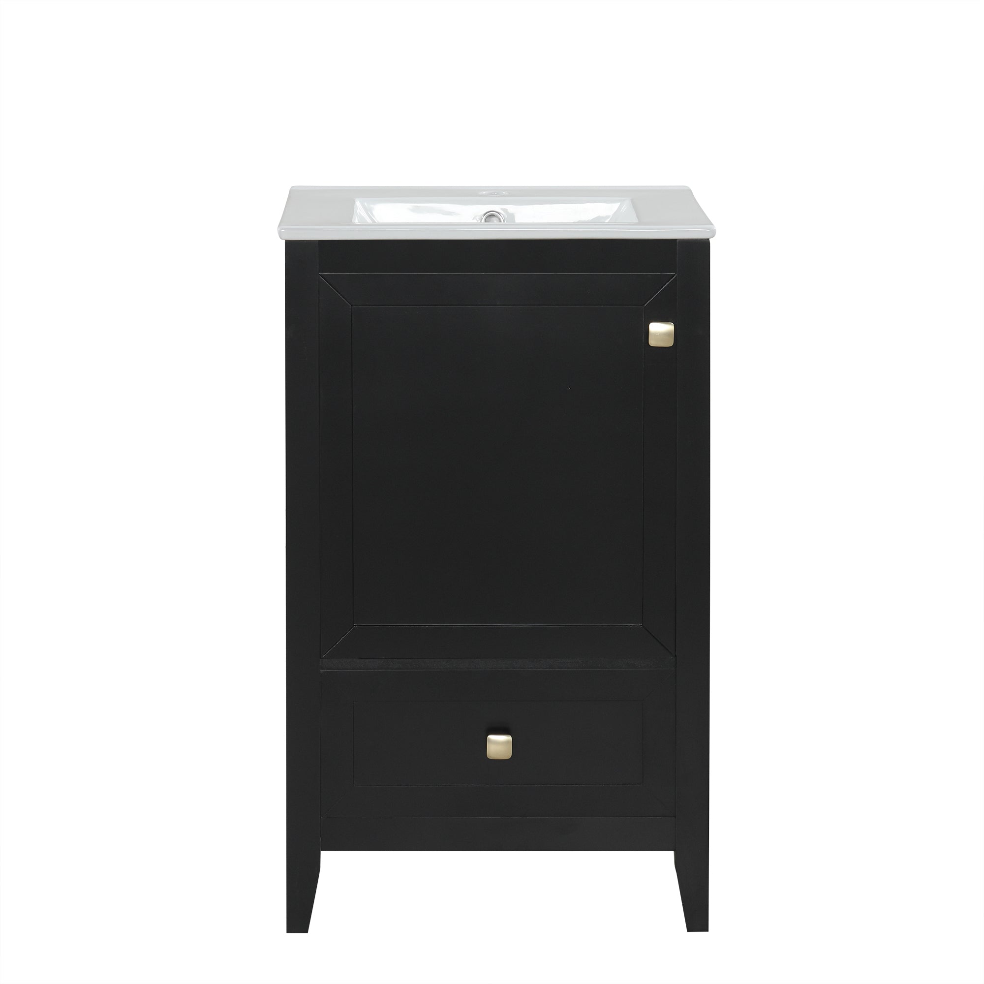 VanityFus 20-in Black Bathroom Vanity Single Sink Combo Ceramic Top 1 door 1 drawer Undermount